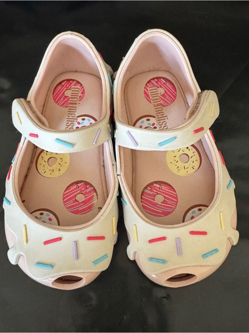 Mini Melissa Baby Girl Pink Mary Jane Sandals with Pastel Sprinkle Accents